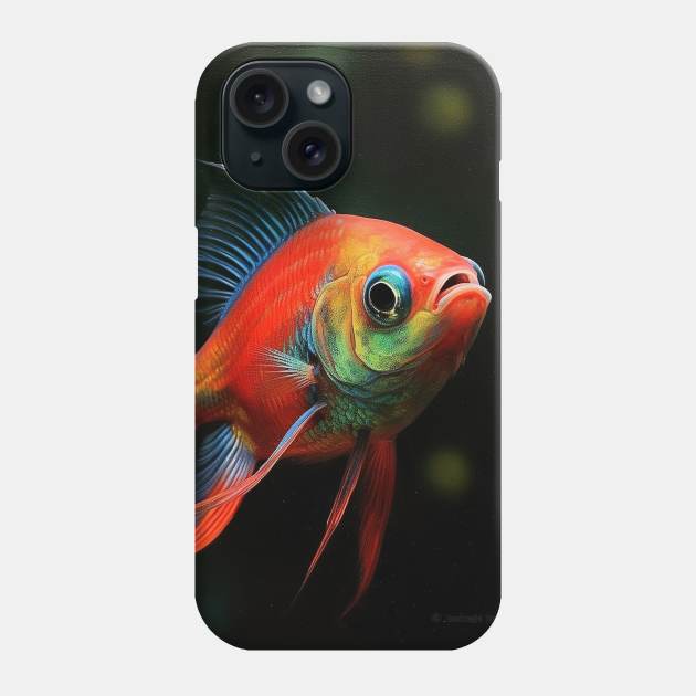 Stunning Hyperrealistic Oil Painting of Cardinal Tetras in Enchanting Aquarium Phone Case by ABART BY ALEXST 