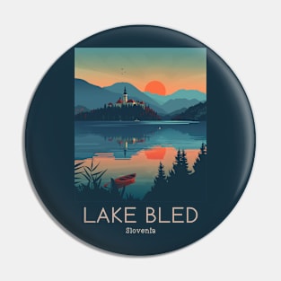 A Vintage Travel Illustration of Lake Bled - Slovenia Pin
