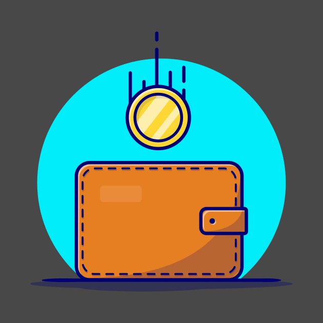 Wallet With Gold Coin Cartoon Vector Icon Illustration by Catalyst Labs