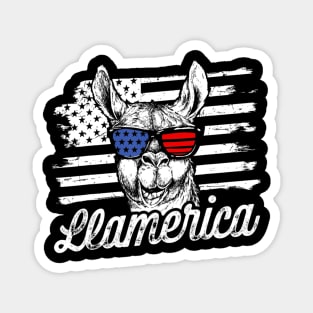 Llamerica Patriotic Llama - Funny Llama 4th of July Magnet