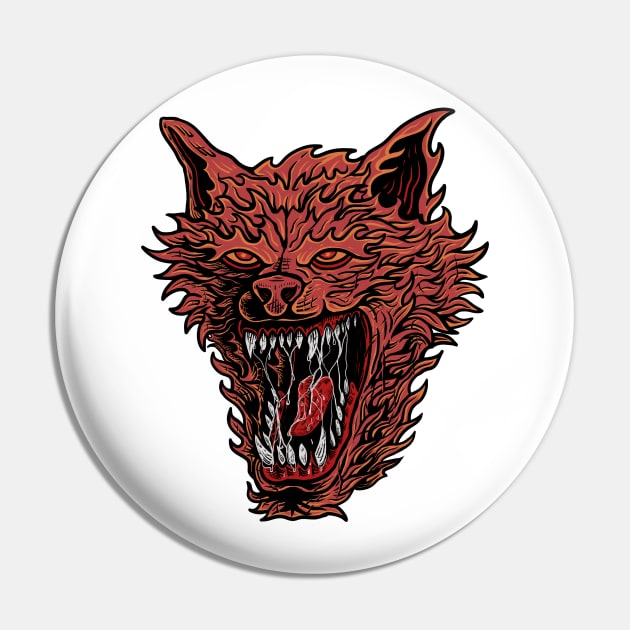 Fire Wolf Pin by polkamdesign