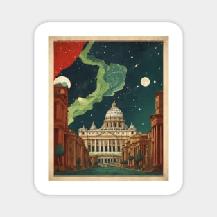 Vatican City Italy Starry Night Vintage Tourism Travel Poster Art Magnet