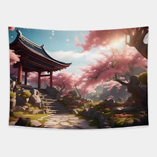 Japanese Garden for Vacation Hiking Tapestry