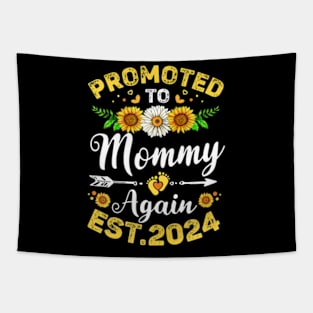 Womens Promoted To Mommy Again 2024 Sunflower Floral Mothers Day Tapestry