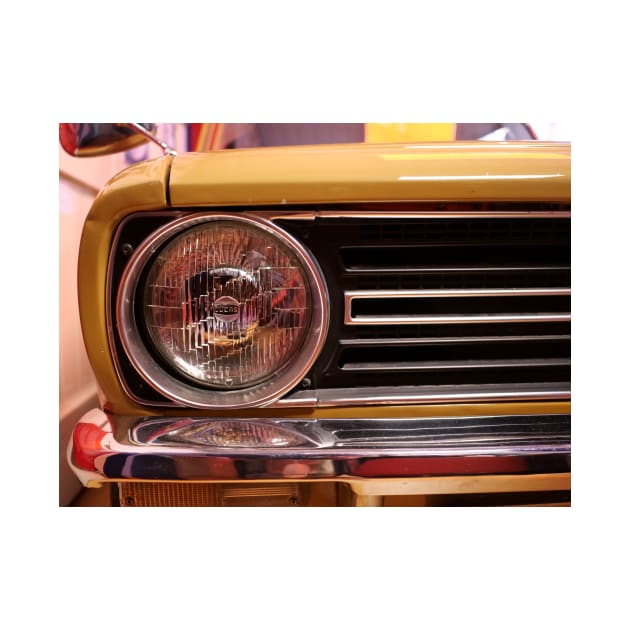 Stylish headlight of yellow vintage sports car by fantastic-designs