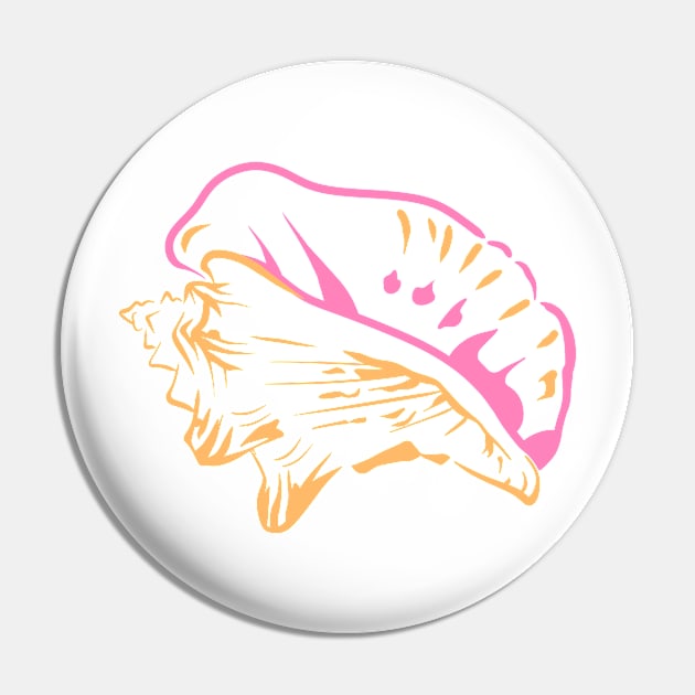 Conch Seashell pink orange Pin by Griffelkinn