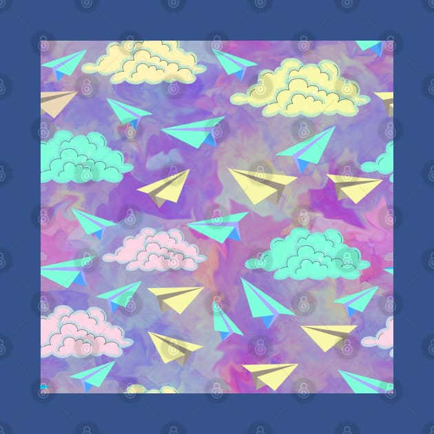 Paper planes colorful clouds design by HAVE SOME FUN