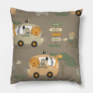 Safari Neck Gator Safari Bus Tour Safari Animals Pillow