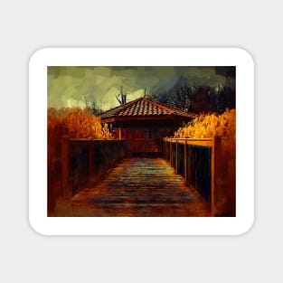 The Pavilion By The River In Gothic Oil Magnet