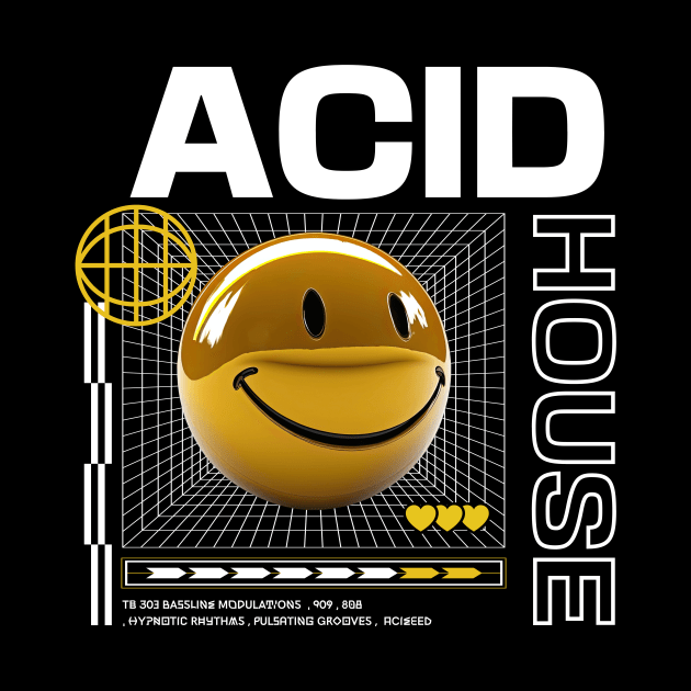 ACID HOUSE  - 3D Smiley (yellow/white) by DISCOTHREADZ 