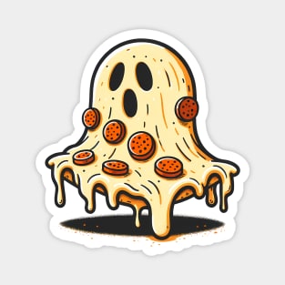 Funny Pizza Ghost Halloween Magnet