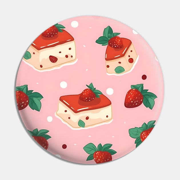 Cute Strawberry Chessecake Pin by StudioThink