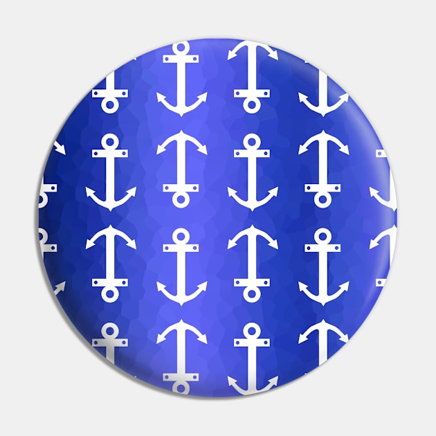 WHITE Anchor On Blue Pin by SartorisArt1