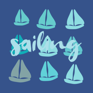 Funny Mint Sailing Boats Pattern T-Shirt