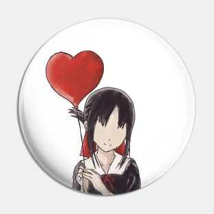 Kaguya sama Kaguya shinomiya holding a heart-shaped red balloon in an aesthetic watercolor art | mirror Pin