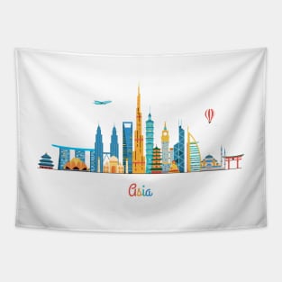 Asia skyline Tapestry