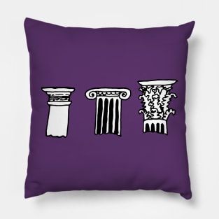 Doric, Ionic, Corinthian ancient Greece and Rome columns Pillow