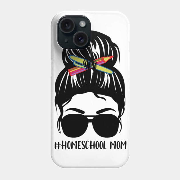 Homeschool Mom Messy Bun Funny Gift Phone Case by mohazain