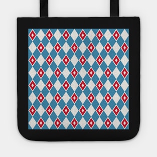 Red White and Blue Harlequin Pattern Tote