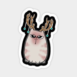 Angry Christmas Cat Reindeer Antlers Magnet