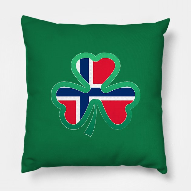 Norwegian Flag for st patricks day, Irish Shamrock Pillow by Myteeshirts