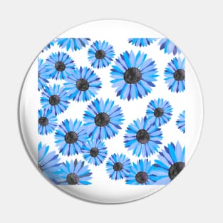 Watercolor Sunflowers Pattern - Blue Pin