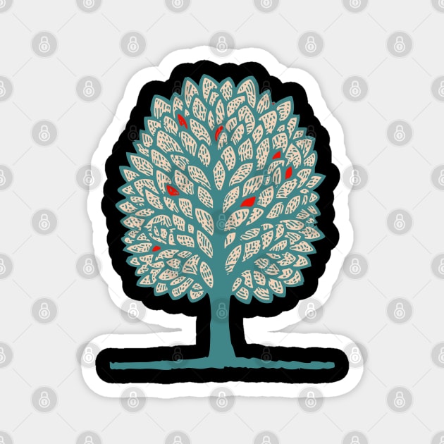 Psychedelic Folk Autumn Tree Magnet by TuncGK