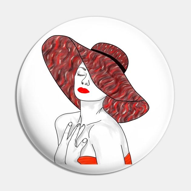 Elegant Red Hat Style: Subtle Mystery Pin by Lighttera