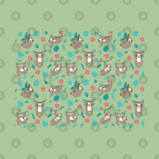 Cute Sloth Pattern - Green by Happy Hour Vibe