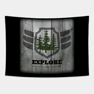 EXPLORE Adventure Camping Hiking Outdoorsmen Tapestry