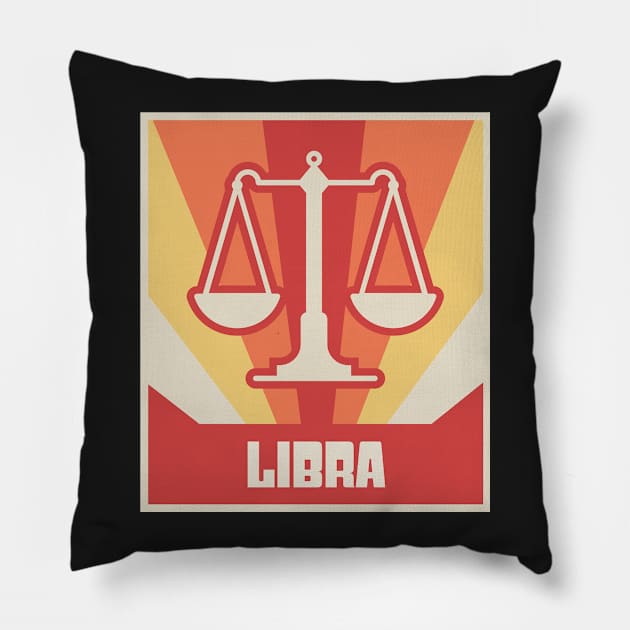 LIBRA - Retro Vintage Astrology Pillow by MeatMan