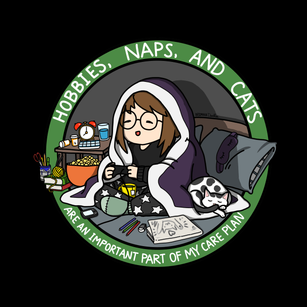 Hobbies, Naps, and Cats (Green) by InsomniaDoodles