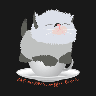 Cat mother coffee lover. Siamese cat in the box and coffee quote T-Shirt