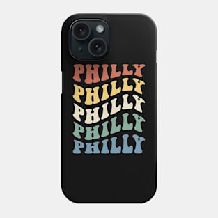 Vintage Philly Philadelphia Vacation Hippie Wavy Retro Text Phone Case