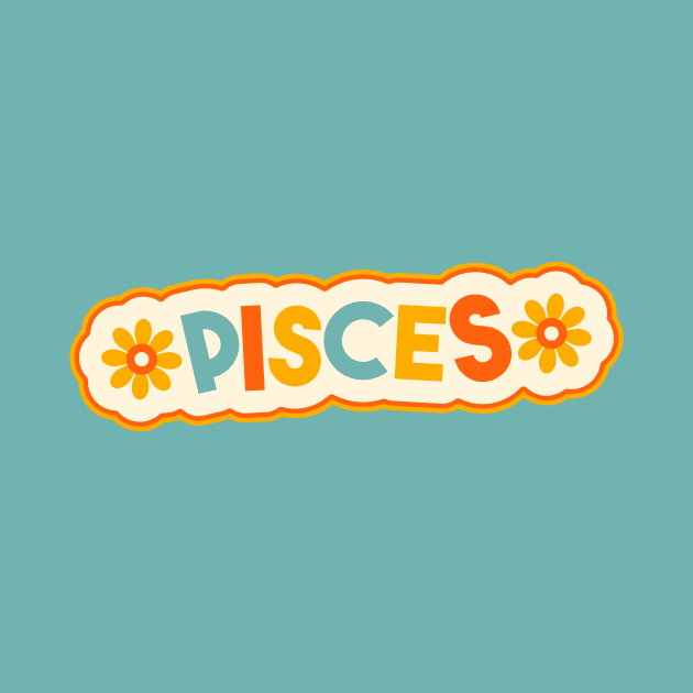 Retro Pisces Horoscope Sign // Vintage Pisces Zodiac Sign by SLAG_Creative