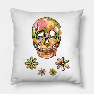 Bright skull and flowers with spring colors Pillow