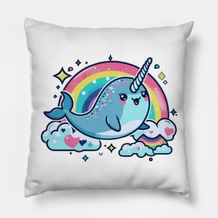 Sweet Seafaring Narwhal Pillow