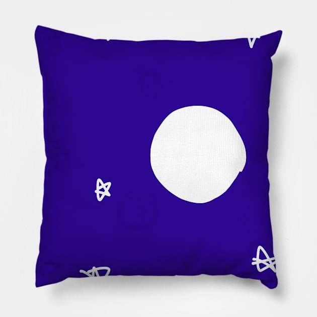 blue purple night moon watercolor design Pillow by Artistic_st