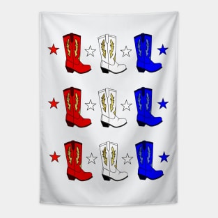 RED White Blue USA Cowboy Boots Tapestry