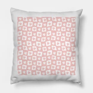 Floral Checker Board - pastel blush pink Pillow