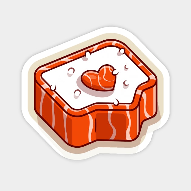 Sushi Salmon Love Cartoon Magnet by Catalyst Labs