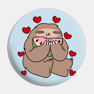 Sloth Loves Watermelon Pin