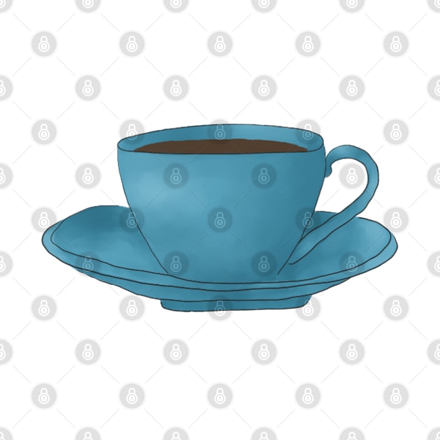 Blue Teacup with Saucer by alxandromeda