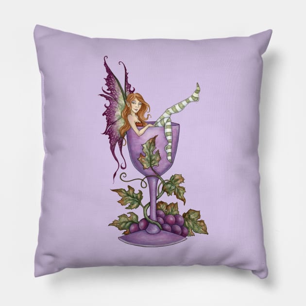 Wine Fairy Pillow by AmyBrownArt