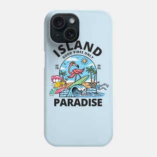 Island Paradise Flamingo Surfing Beach Phone Case