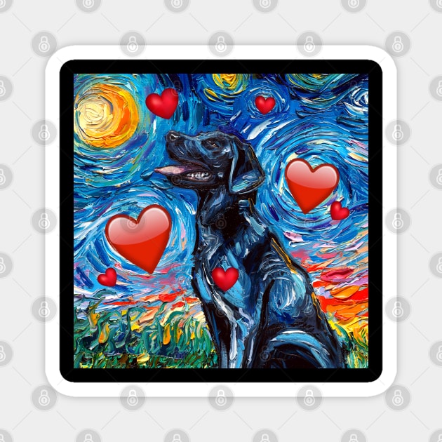 Black Labrador Night with hearts Magnet by sagittariusgallery