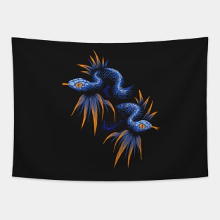 Mr Snake in the Rainforest - Blue Orange Tapestry