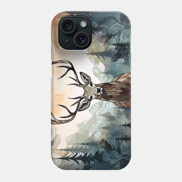 Misty boreal forest deer Phone Case by etherElric