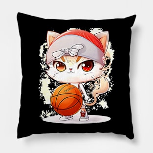 Basketball Kawaii Chibi Christmas Cat Pillow