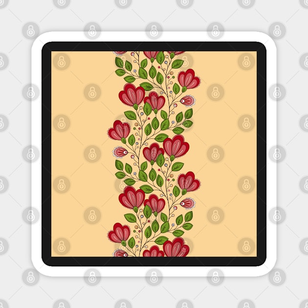 Colored Striped Pattern with Vintage Floral Motifs Magnet by lissantee